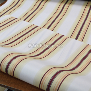 Акриловая ткань для тента, маркизы, Милан (кремовые/белые/бордовые полосы), на отрез