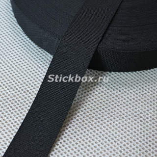 35мм, стропа текстильная (лента ременная), ИТГФ, цвет черный (рулон 50м)