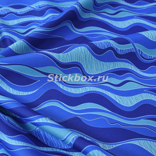 Ткань курточная, мембрана 3000/3000, принт Полосы синие/голубые, на отрез
