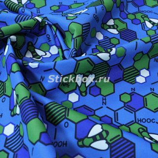 Ткань мембрана Dobby Pongee 240T PU 3000/500, принт Зеленые соты на голубом, на отрез