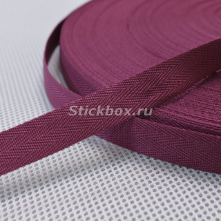22мм лента текстильная окантовочная, Елочка двойное плетение, цвет Бордовый, в отрез