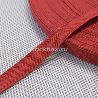 22мм лента текстильная окантовочная, Елочка двойное плетение, цвет Красный, в отрез