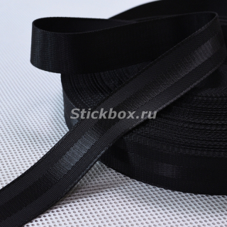 38мм, стропа текстильная (лента ременная), цвет glossy stripe черный, в отрез