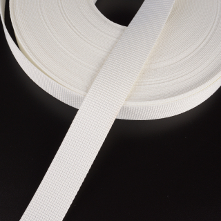 25мм, стропа текстильная (лента ременная), ИТГФ, цвет белый, в отрез